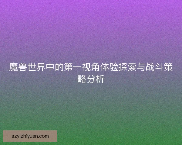 魔兽世界中的第一视角体验探索与战斗策略分析