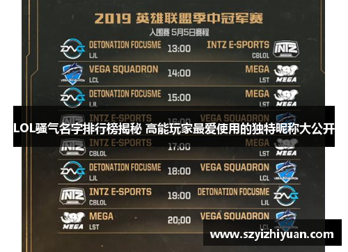 LOL骚气名字排行榜揭秘 高能玩家最爱使用的独特昵称大公开